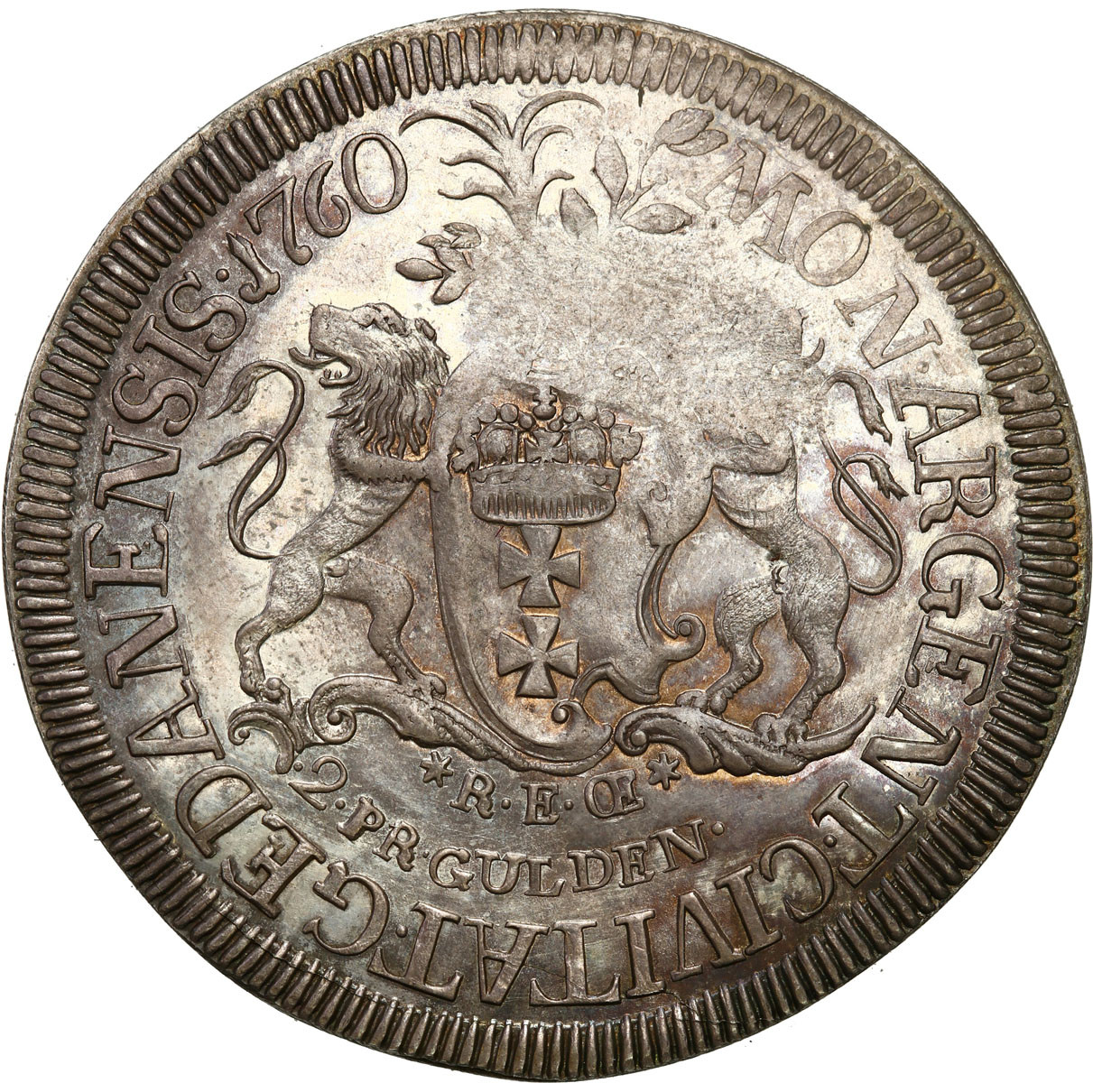 August III Sas. PRÓBA 2 guldeny 1760 (półtalar = 60 groszy = 2 złote) Gdańsk - RZADKOŚĆ